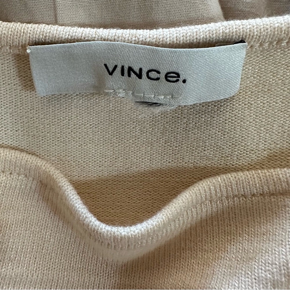 Women’s Vince Cream Short-Sleeve Draped Neck Top Size L - Picture 3 of 5